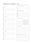 Weekly Planner A5 Digital Download with Notes Page